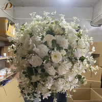 JINDA Vente Flash Grande Composition Florale de Roses Centre de Table de Mariage Boule de Fleurs Artificielles Blanches en Soie
