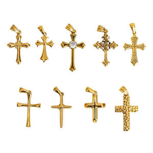 Colgantes y dijes de moda de acero inoxidable 316L chapados en oro PVD de 14K y 18K personalizados para hacer pulseras y dijes de cruz para la creación de joyas. - Product Image 6