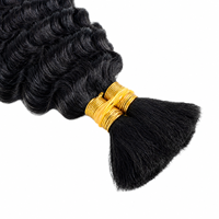 Extensions de cheveux humains en vrac Afro Kinky, Ondulations profondes, Cheveux à tresser en vrac, Noir naturel, Lots de cheveux Remy