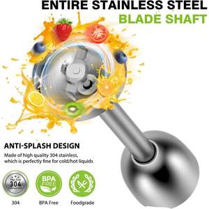 Mixeur plongeant Koios 12 vitesses avec tige en acier inoxydable, récipient en plastique, commande par bouton-poussoir, prise UK, pour usage domestique - Product Image 3