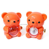 Nouvelle Boîte Cadeau Ours Rotative Orange Vibrant à Double Affichage, avec Rose Éternelle et Bague, pour Demande en Mariage, Emballage de Bijoux Surprise Portable