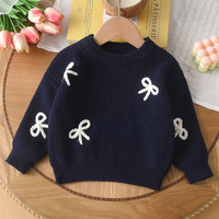 Pull tricoté pour bébé fille, hauts à manches longues avec nœud, collection Noël, pour enfants de 1 à 6 ans, vente en gros hiver
