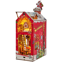 IIECREATE Puzzle en bois 3D SL-29 Noël Kit miniature DIY Jouet éducatif Mini maison de poupée style livre