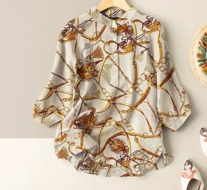 Của Phụ Nữ Thanh Lịch Dài Voan Áo Với Chuỗi In Sang Trọng Cổ Điển Thời Trang Giản Dị Lỏng Phù Hợp Cho Mùa Hè - Product Image 2