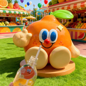 Escultura de mascota naranja de FRP personalizada, estatua de personaje de fruta para promoción de marca, accesorio para eventos, cafetería, punto de referencia público - Product Image 1