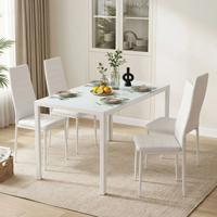 Ensemble de table à manger en verre trempé moderne italien avec chaises à dossier haut rembourrées pour salle à manger, cuisine, appartement, café