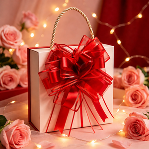 Ruban en plastique rouge classique simple multicouche pour voiture de mariage, sapin de Noël, emballage cadeau, accessoires - Product Image 1