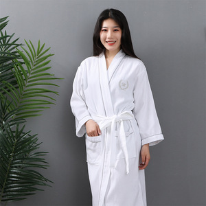 Peignoir en coton confortable en gros, printemps été, gaufré, pour la maison, couple, salon de beauté, robe de matin, mariage, génération, cheveux - Product Image 6