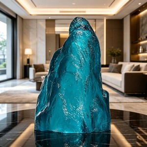 P013 Résine époxy transparente haute pureté pour statues, forme d'anneau <span class=keywords><strong>Aqua</strong></span> torsadé, style Liuli, décoration pour salle de conférence et salle d'exposition commerciale - Product Image 3