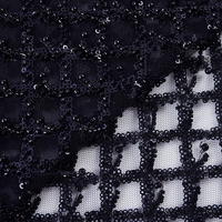Broderie de perles florales tridimensionnelles, sequins, nouvelle robe de mariée, tissu en maille transparente perlée, dentelle unie, 100% polyester, séchage rapide