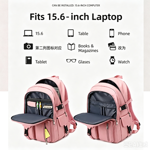Korean‑Style Waterproof <b>Backpack</b> for Girls, <b>Large</b>‑Capacity Soft‑Body Day Travel <b>Backpack</b> with Zipper Compartments - Product Image 5