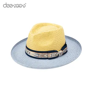Шляпа от солнца LingLong с широкими полями, Соломенная Панама в стиле унисекс, для мужчин и женщин