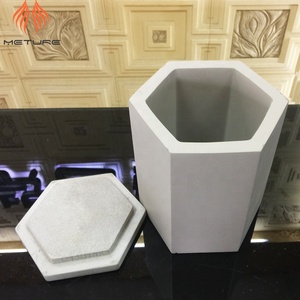 Pot gris hexagonal en béton avec <span class=keywords><strong>couvercle</strong></span>, logo personnalisé, grand, usage pour le rangement ou la porte-bougie - Product Image 5