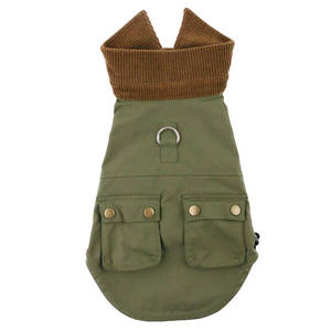 Jaqueta Vintage para Cães à Prova de Vento e Lavável com Gola de Corduroy, Bolso e Laço para Guia - Casaco Retro para Animais de Estimação para Todas as Estações - Product Image 4