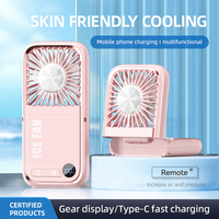 Mini ventilateur pliable 3-en-1 avec affichage numérique, 5 vitesses, rafraîchisseur personnel, approvisionnement direct usine, logo personnalisé, commande en gros