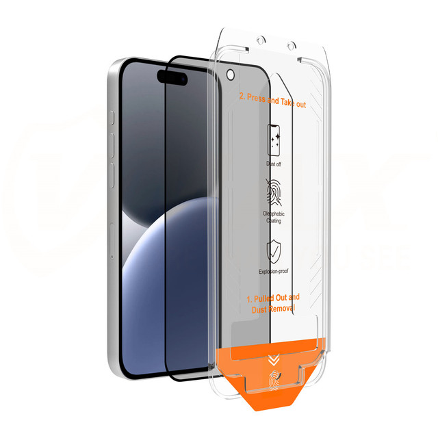 Auto Alignment 2.5D Full CoverTempered Glass Screen Protector for iPhone 15 16 Privacy & Dust Remove Easy Install Application
