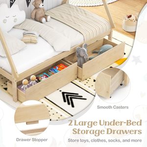 <span class=keywords><strong>Lit</strong></span> superposé avec 2 tiroirs de rangement, structure en bois en forme de tente, plateforme triangulaire, <span class=keywords><strong>lit</strong></span> bas <span class=keywords><strong>Montessori</strong></span>, pas besoin de sommier, tipi - Product Image 4
