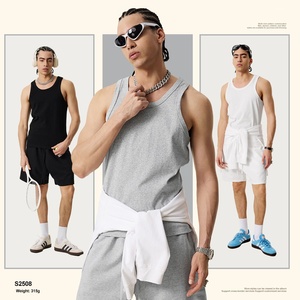 Gilet sans manches surdimensionné pour homme S2508, haute qualité, 315 GSM, style hip-hop, respirant, couleur unie, tricoté 100% coton - Product Image 3