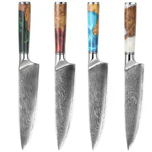 Venta al por mayor 4PCS mango de acero de Damasco filete de pescado sushi herramientas de cocina cuchillo cuchillos de chef