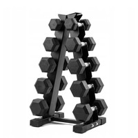 Haltères hexagonaux en caoutchouc avec poignée en acier chromé, plusieurs options de poids, équipement de musculation pour la maison et le commerce, vente en gros d'usine
