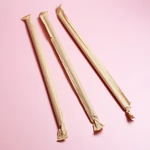 Biodegradable Brown Paper Drinking Straws Custom 6mm 8mm 10mm Bulk Individually Wrapped Straw