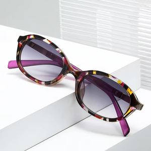 Logo Custom 2026 Retro Unisex Colorful <b>Leopard</b> <b>Print</b> Light Weight UV400 Full Rim Small Frame Oval <b>Sunglasses</b> - Product Image 3