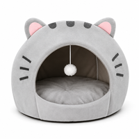 Lit pour chat pliable de luxe avec housse amovible, rembourré en coton, motif animalier, forme de maison moderne pour animaux de compagnie, utilisable en intérieur et en extérieur toute l'année