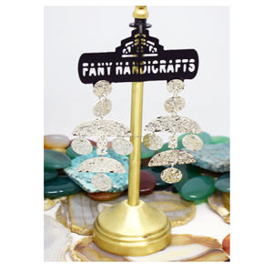 2025 européen Paris boucles d'oreilles bijoux rond velours noël nigérian bleu boucles d'oreilles en laiton perlé coloré boucles d'oreilles bijoux - Product Image 3