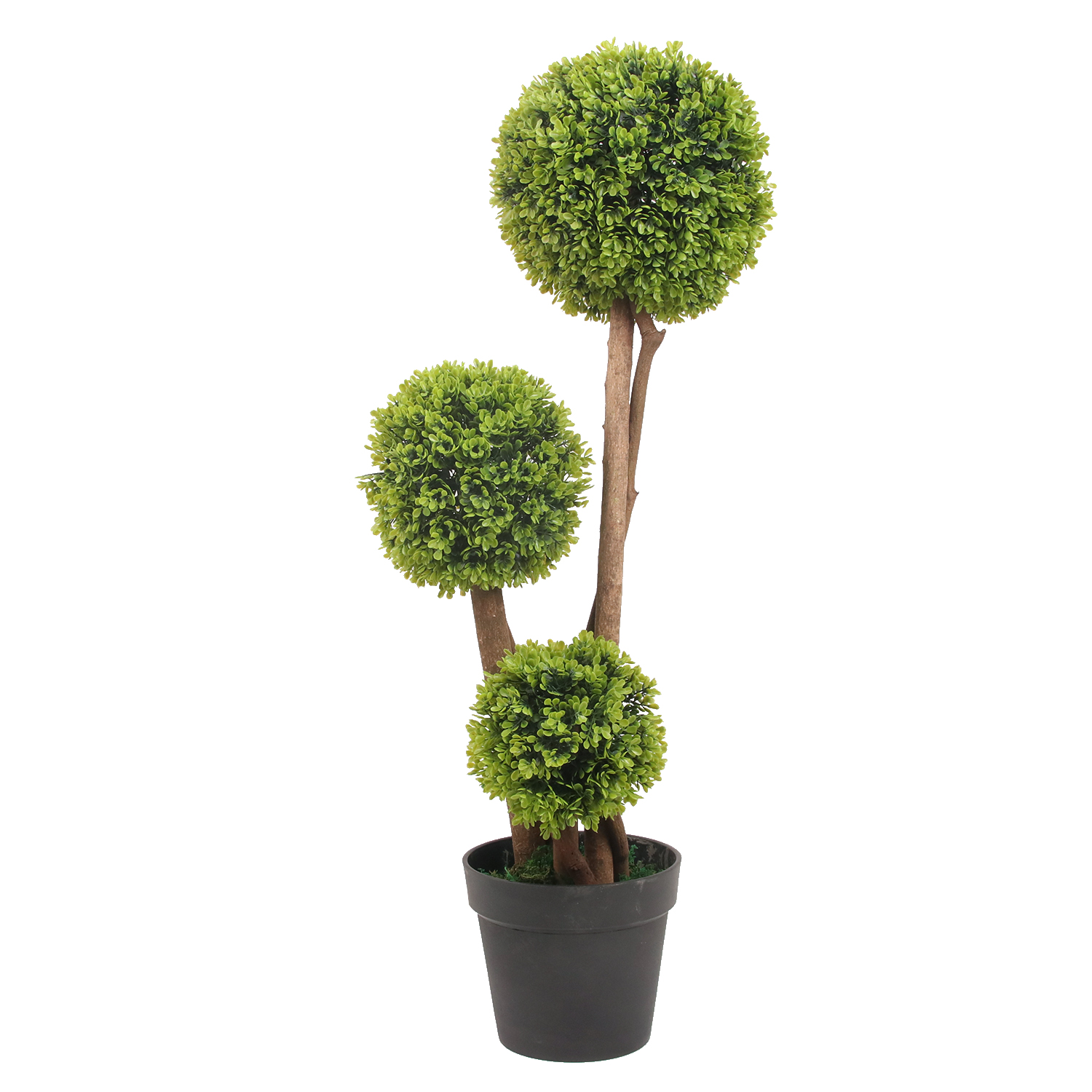 Arbre topiaire artificiel en buis à triple boule 90 cm