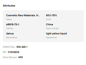 สารลดแรงตึงผิวชนิดน้ำ APG เกรดเครื่องสำอาง 50%-70% สำหรับผลิตภัณฑ์ดูแลผิวและดูแลเส้นผม - Product Image 6