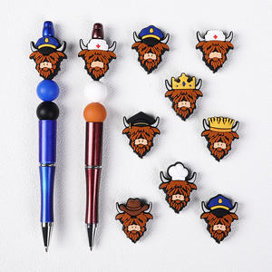 New Style Sonnenblumen Thema Silikon Blume Highland Kuh Form Silikon Focal Perlen Charms für Pen Topper - Product Image 6