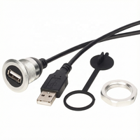 Cable de Extensión USB 2.0 Macho a Hembra con Carcasa Metálica y Tapa Impermeable, Cable de Montaje en Panel con Bloqueo de Tuerca de Rosca Rápida de 3A