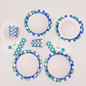 DAMAI DAMAI <b>Disposable</b> Plates Sets Party Kids Birthday Golf Theme Party Supplies Paper Plates Cups Napkins Party <b>Tableware</b> - Product Image 2