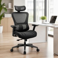 Chaise ergonomique à dossier haut en maille avec contrôle d'inclinaison, soutien lombaire réglable, accoudoirs pivotants pour bureau à domicile ou bureau d'ordinateur