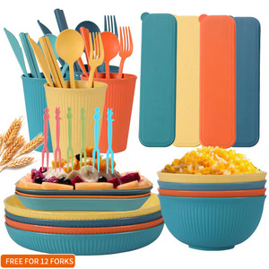 Lot de 28 pièces de vaisselle chinoise en plastique pour 4 personnes, comprenant des plateaux, des bols et des assiettes – Vente chaude en gros - Product Image 2