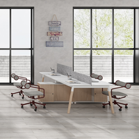 Bureau de direction blanc moderne Cabine combinée en acier et bois Bureau à domicile pour 4 personnes Poste de travail