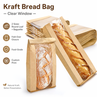Sac en papier kraft pour boulangerie avec fenêtre, vente en gros, logo personnalisé en usine, haute qualité, robuste, sac alimentaire le plus vendu