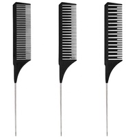 Peigne de mise en évidence de rat en plastique ABS avec logo personnalisé d'usine ensemble de peignes de séparation de queue de rat de coiffure en queue d'épingle en acier inoxydable