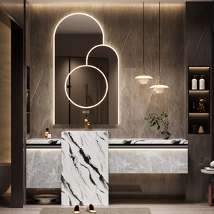 Mueble de Baño Moderno y Estación de Maquillaje con <span class=keywords><strong>Espejo</strong></span> LED Inteligente <span class=keywords><strong>Antivaho</strong></span>, con Área de Maquillaje Integrada y Espacio de Almacenamiento - Product Image 6