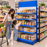 Étagère murale métallique robuste à panneau perforé simple face pour supermarché, gondole, présentoir de magasin d'alimentation, unité de présentation ajustable pour la vente au détail