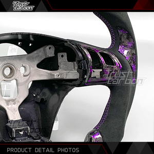 Volante in Fibra di Carbonio Forgiata Personalizzato Stile Sportivo Viola per Chevrolet <span class=keywords><strong>Corvette</strong></span> Z06 2005-2013 Camaro SS <span class=keywords><strong>Corvette</strong></span> C6 C7 C8 - Product Image 4