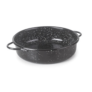 Mini Casseruola Smalt in Ceramica Nera Macchiettata 24 Cm con Manici, Design Retrò, Adatta per Gas e Induzione, Sicura per Forno, per Cuocere e Servire - Product Image 1
