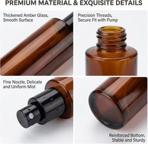 20ml 30m 40ml 50ml 60ml <b>100ml</b> 120ml 150ml Flat Shoulder Glass <b>Bottle</b> Cosmetic Sprayer Amber Glass <b>Bottle</b> With <b>Spray</b> Pump - Product Image 4