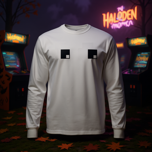 Camiseta de manga larga con diseño de ojos de fantasma de videojuegos retro, disfraz de Halloween - Product Image 3
