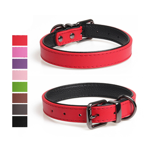 Kerah anjing kulit asli nyaman lembut tahan lama hewan peliharaan Italia polos polos unik E kerah hewan peliharaan kustom mode baru 2023 - Product Image 1