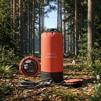 Douche solaire portable pliable BAOLONG PW1027 rouge en bâche PVC 11L avec pompe à pied pour camping et activités de plein air