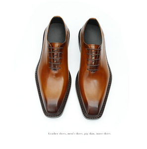 Nuevos Zapatos Oxford de Cuero Genuino para Hombre, Estilo Casual de Negocios, Punta Cuadrada, con Cordones, Alta Calidad, Antideslizantes y Transpirables, Ideales para Bodas - Product Image 6