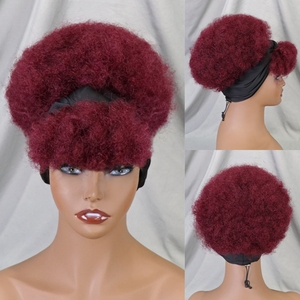 Perruque bandeau afro bouclée frisée, 100% <span class=keywords><strong>cheveux</strong></span> humains, entièrement faite à la machine, <span class=keywords><strong>avec</strong></span> <span class=keywords><strong>frange</strong></span>, couleur ombrée, coupe pixie pour femmes - Product Image 5