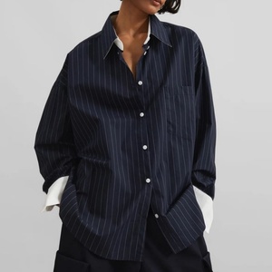 Chemisier Femme Décontracté en Lin et Coton à Rayures, Boutonné, Respirant, Tissé, Manches Longues – Nouvelle Collection OEM – Offre Spéciale - Product Image 1