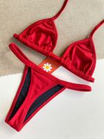 Fabrikant van hoogwaardige op maat gemaakte hardware design dames Braziliaanse kleurrijke badpak bikini set string tanga badkleding voor vrouwen